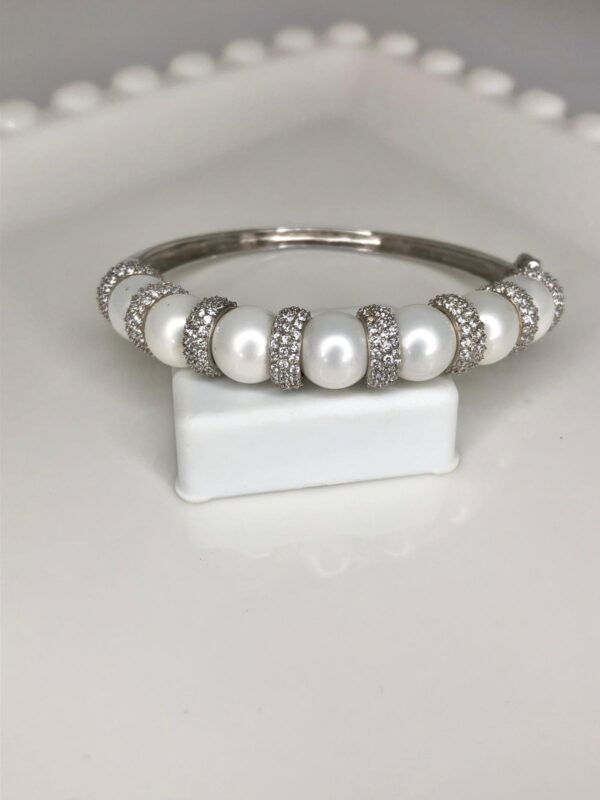 Bracelete pérola e zircônia