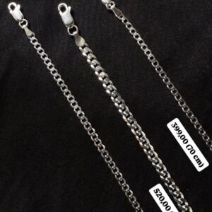 Corrente Groumet Fina 70cm em Prata 925