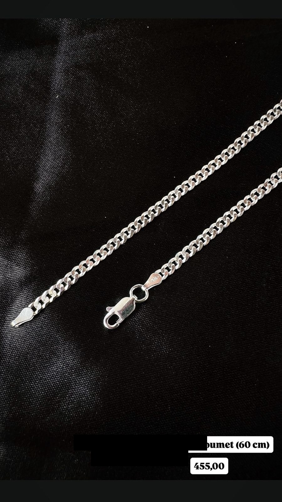 Corrente Groumet 60cm em Prata 925