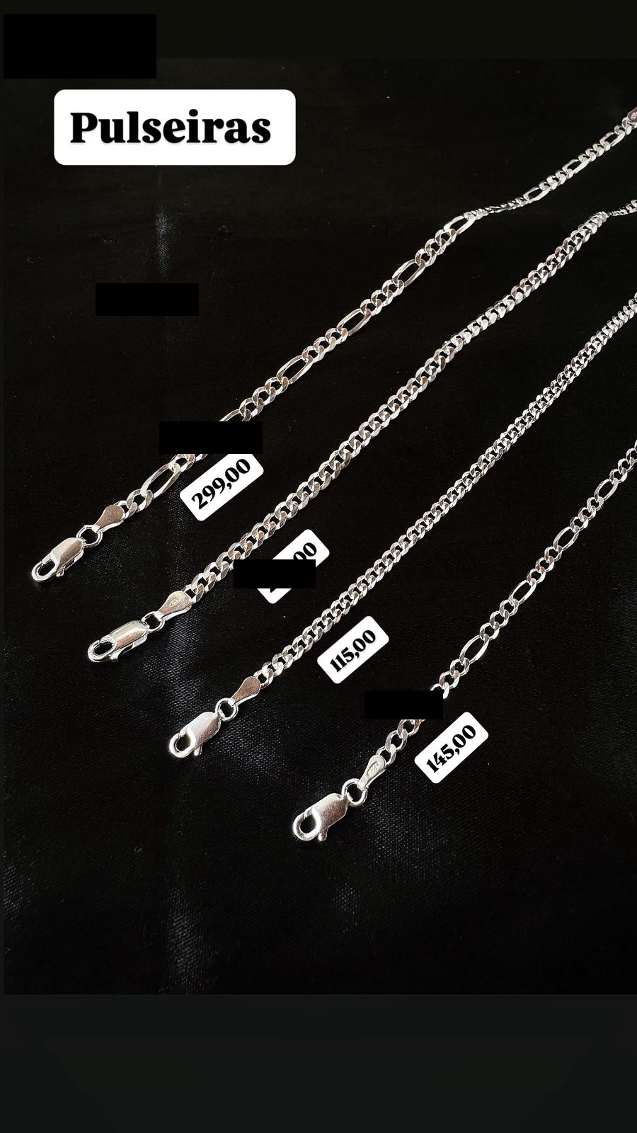 Pulseira Elo 3×1 Extra Fina em Prata 925