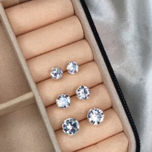 Trio de Brincos Ponto de Luz Redondo (3 Pares) – Prata 925