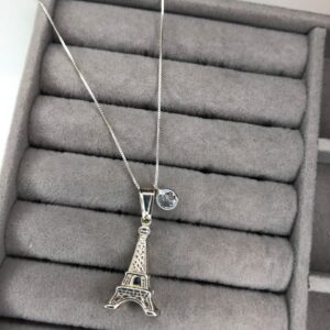 Colar Pingente Torre Eiffel com Ponto de Luz – Prata 925