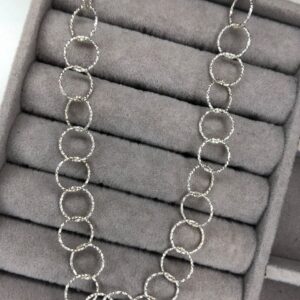 Colar Corrente de Elos Circulares Diamantados – Prata 925