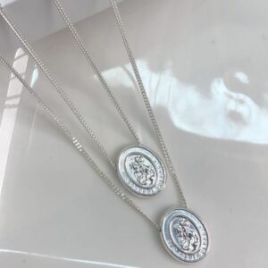 Escapulário Medalha Oval São Jorge Guerreiro – Prata 925