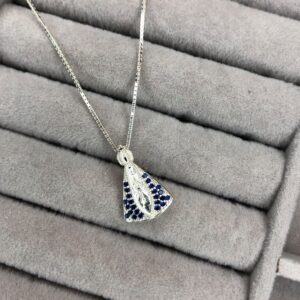 Colar Nossa Senhora Aparecida Manto Azul – Prata 925