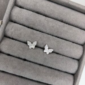 Brinco Borboleta Cravejada Microzircônias – Prata 925