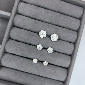 Trio de Brincos Flor Trabalhada – Prata 925