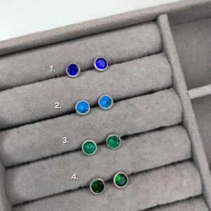 Brinco Ponto de Luz Redondo Zircônia Colorida – Prata 925