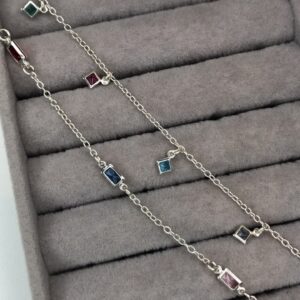 Pulseira Zircônias Coloridas (Quadrada ou Baguete) – Prata 925