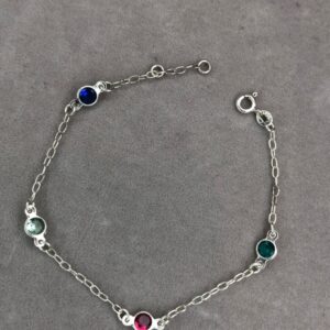 Pulseira Elos com Zircônias Coloridas Intercaladas – Prata 925