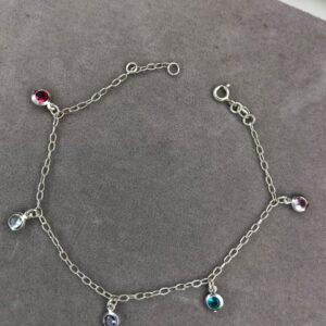 Pulseira Pontos de Luz Redondos Coloridos – Prata 925