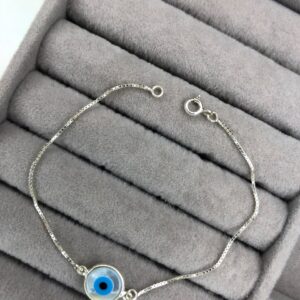 Pulseira Veneziana Olho Grego Intercalado – Prata 925
