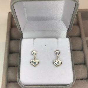 Brinco Pendente Coração Frisado – Prata 925