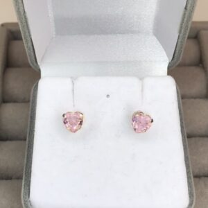 Brinco Coração Zircônia Rosa Suave – Prata 925