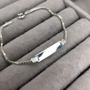 Pulseira Infantil de Chapa Identidade Gravável – Prata 925