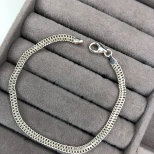 Pulseira Malha Bismark Fina Polida – Prata 925