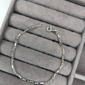 Pulseira Malha Cadeado Quadrada Fina – Prata 925