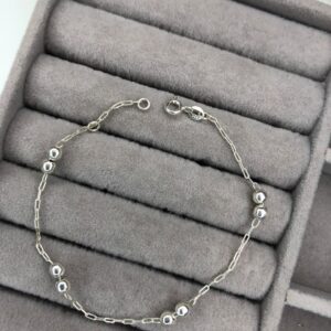 Pulseira Elos com Duplas de Bolinhas – Prata 925