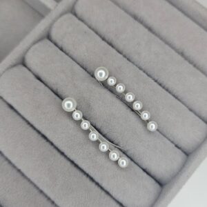Brinco Ear Cuff Pérolas em Degradê – Prata 925