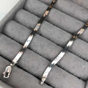 Tornozeleira Malha Fita Laminada 4mm – Prata 925