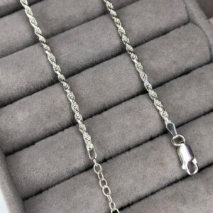 Tornozeleira Malha Cordão Baiano com Extensor – Prata 925