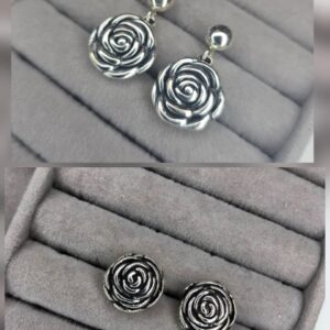 Brincos Rosas em Prata Bali – Prata 925