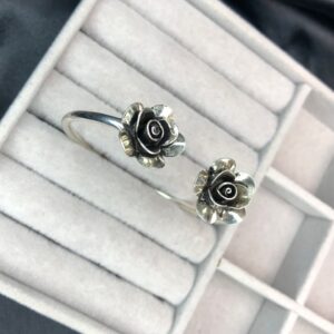 Bracelete Aberto Botão de Rosa Bali – Prata 925