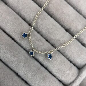 Pulseira Infantil Três Estrelas Coloridas – Prata 925