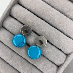 Brinco Boho Círculo Vazado e Turquesa – Prata 925
