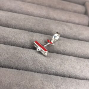 Berloque Avião Retrô Esmaltado Vermelho – Prata 925