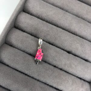 Berloque Pendente Picolé Mordido Esmaltado – Prata 925