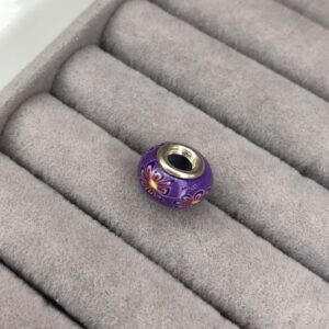 Berloque Murano Floral Roxo – Prata 925
