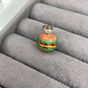 Berloque Pendente Hambúrguer Fast Food Esmaltado – Prata 925