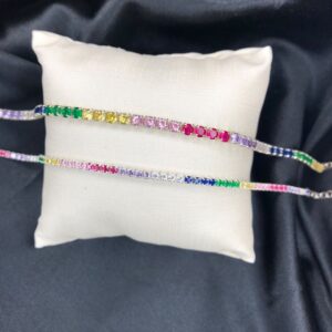 Pulseira Riviera Colorida – Prata 925 (2mm ou 3mm)