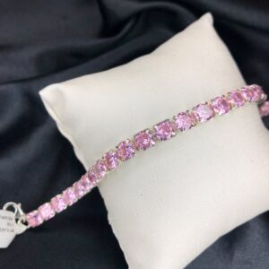 Pulseira Riviera Zircônias Rosa Premium – Prata 925
