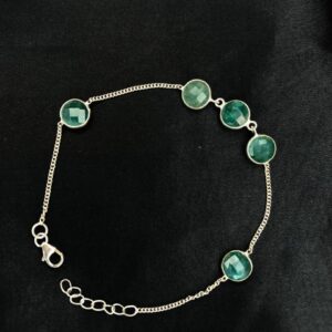 Pulseira 5 Pontos de Luz Pedras Verdes – Prata 925