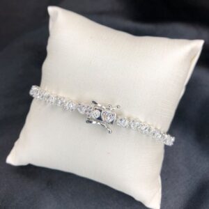Pulseira Riviera Corações de Zircônia – Prata 925
