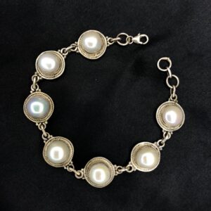 Pulseira Medalhas de Madrepérola Estilo Bali – Prata 925