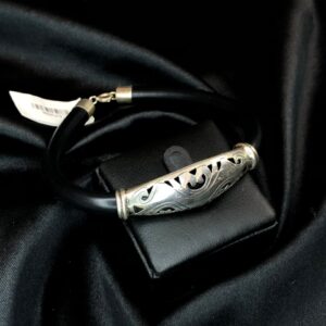 Pulseira Emborrachada com Passador Trabalhado – Prata 925
